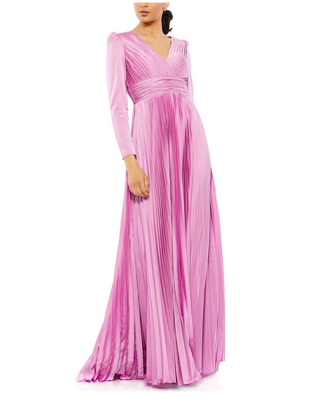 NWT IEENA for Mac Duggal $458 MSRP Elegant Lilac Pleated Faux Wrap Formal Gown